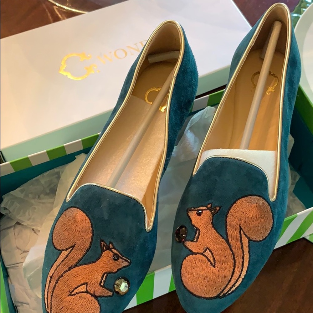 C Wonder Squirrel Loafers in Green Suede 6.5